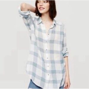 Lou & Grey Light Blue Plaid Button-Down Shirt